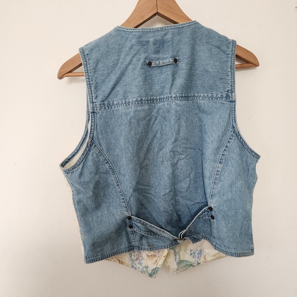 Vintage 90s Lizwear Denim Floral Vest Women's S Western Cottagecore Country Boho - Picture 3 of 4